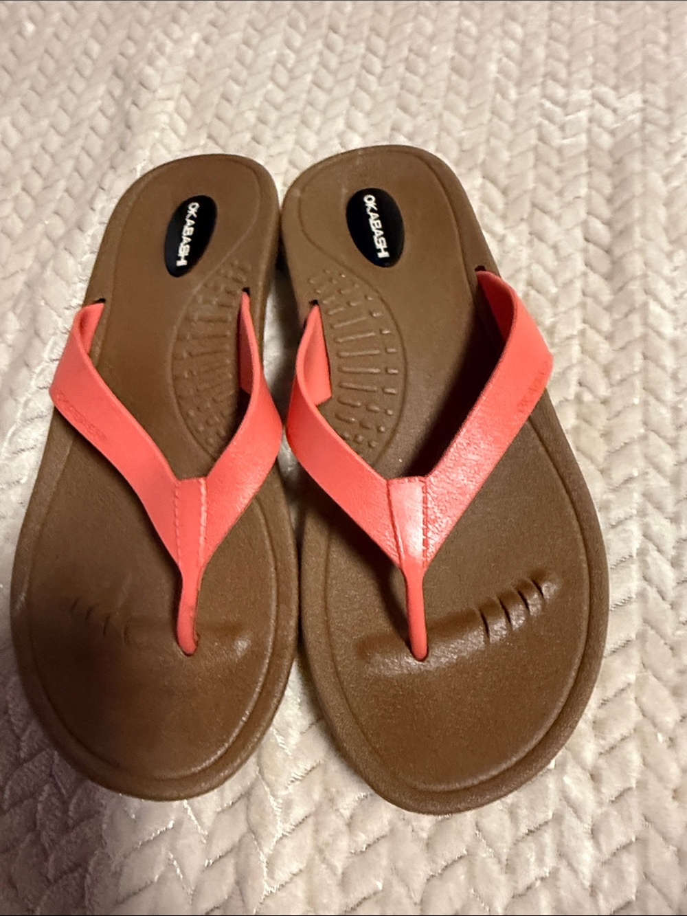 Okabashi Women's Coral Strap Flip Flops with Brown Footbed